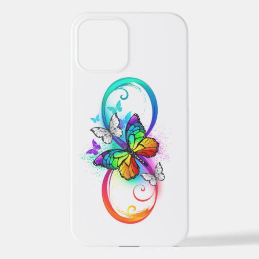 Coque iPhone 12 Bright infinity with rainbow butterfly (Verso)