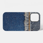 Coque iPhone 12 Broderie orange, Double patch en denim. (Verso Horizontal)