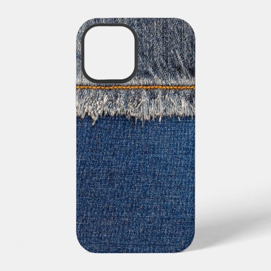 Coque iPhone 12 Broderie orange, Double patch en denim. (Verso)