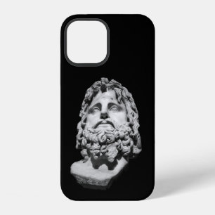 Coque iPhone 12 Buste en marbre gréco-romain Classique Noir et Bla
