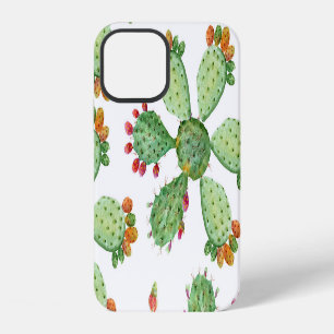 Coque iPhone 12 Cactus à l'aquarelle : motif de jardin tropical.