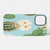 Coque iPhone 12 Cactus, fleurs roses : décoration légère (Verso Horizontal)