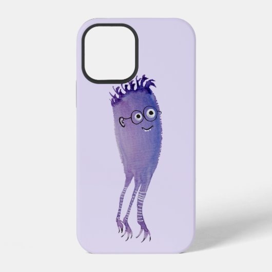 Coque iPhone 12 Caractère mignon Violet Nerdy (Verso)