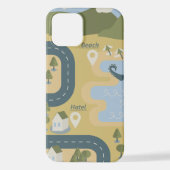 Coque iPhone 12 Caricature élégante paysage carte de voyage (Verso)