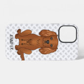 Coque iPhone 12 Carlin Cavalier King Charles Spaniel & Nom (Verso Horizontal)