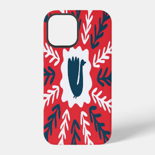 Coque iPhone 12 Carrelage de Noël Folk Doodle Art