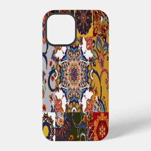 Coque iPhone 12 Carrelage en Patchwork coloré : style de poterie d