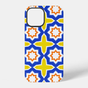 Coque iPhone 12 Carrelage portugais d'époque. Azulejos bleu et jau