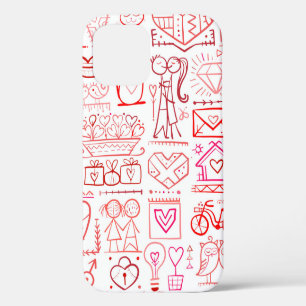 Coque iPhone 12 Carte de la Saint Valentin. L'amour et la couture