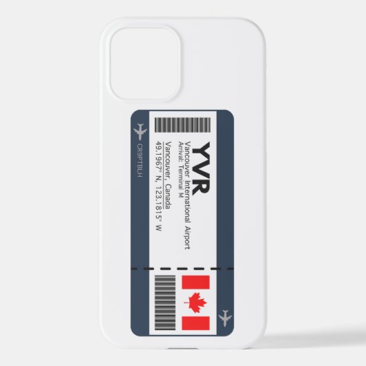 Coque iPhone 12 Carte d'embarquement YVR Vancouver - Billets Canad (Verso)