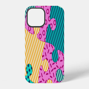 Coque iPhone 12 Casse-tête géométriques : bannière Memphis.