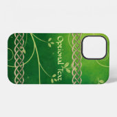 Coque iPhone 12 Céltic Green Knots & Feuilles (Verso Horizontal)