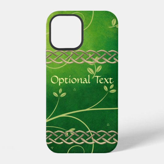 Coque iPhone 12 Céltic Green Knots & Feuilles (Verso)