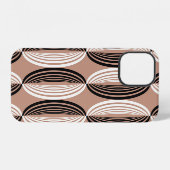 Coque iPhone 12 Cercles marrons géométriques design sans couture (Verso Horizontal)
