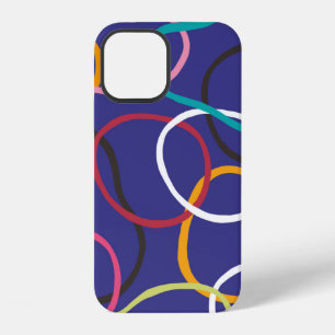 Coque iPhone 12 Cercles, motif vintage sans couture de bandes abst