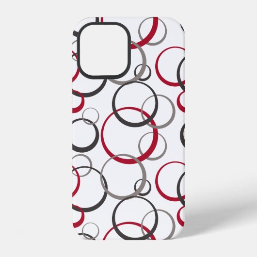 Coque iPhone 12 Cercles rouges gris blanc (Verso)