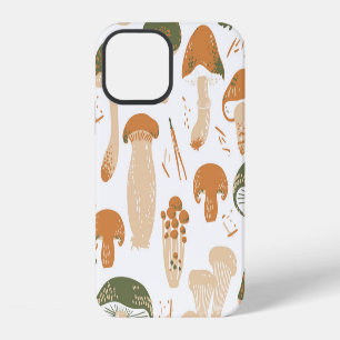 Coque iPhone 12 Champignons Comestibles Linogravure Motif Vintage