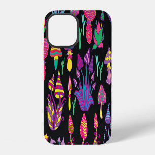 Coque iPhone 12 Champignons Psychedéliques Motif Couleurs Arc-en-c
