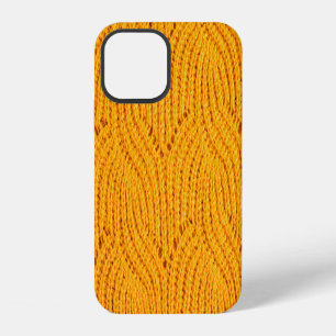 Coque iPhone 12 Chandail en tricot orange, arrière - plan texturé.
