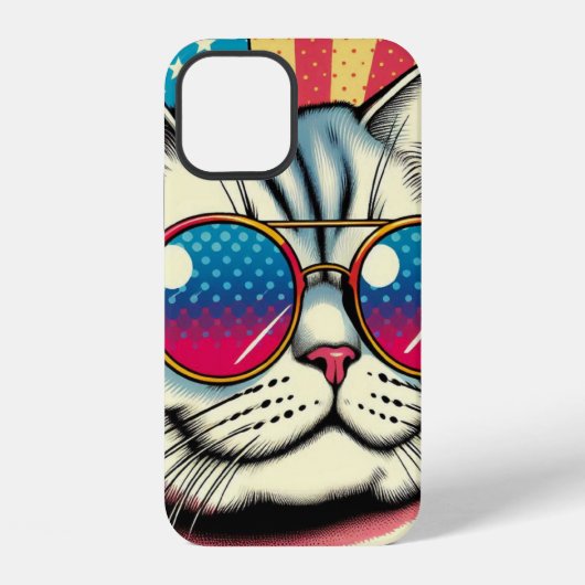 Coque iPhone 12 Chat avec des lunettes (Verso)