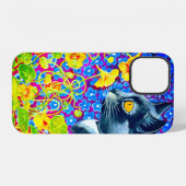 Coque iPhone 12 Chat dans les fleurs (Verso Horizontal)