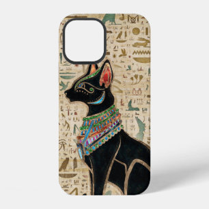 Coque iPhone 12 Chat égyptien - Bastet sur papyrus