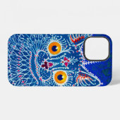 Coque iPhone 12 Chat gothique bleu (Verso Horizontal)