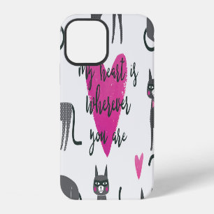 Coque iPhone 12 Chat mignon : illustration en lettres d'amour.