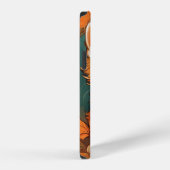 Coque iPhone 12 Chat orange de style Alphonse Mucha (Côté droit)