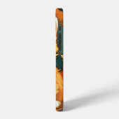 Coque iPhone 12 Chat orange de style Alphonse Mucha (Côté gauche)