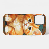 Coque iPhone 12 Chat orange de style Alphonse Mucha (Verso Horizontal)