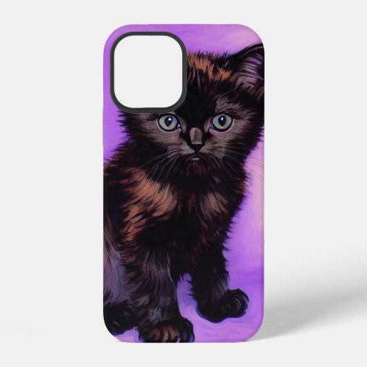 Coque iPhone 12 Chat Violet de Style Van Gogh (Verso)