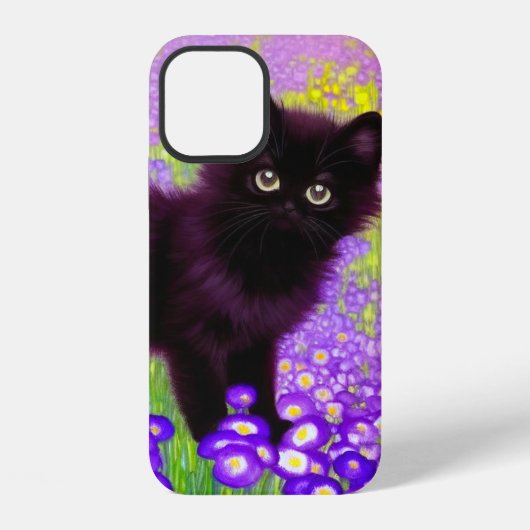 Coque iPhone 12 Chaton noir de Gustav Klimt (Verso)