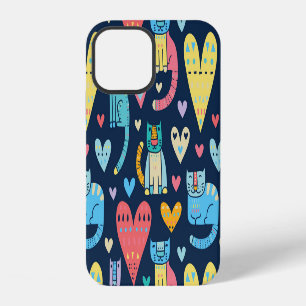 Coque iPhone 12 Chats Amour : Coloré Vintage sans fil