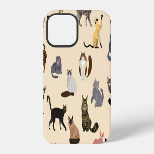 Coque iPhone 12 Chats Colorés : Motif de Différentes Races