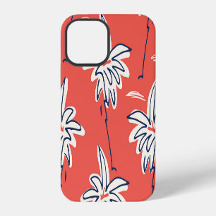 Coque iPhone 12 Chemise de plage hawaïenne, motif de doodle palm.