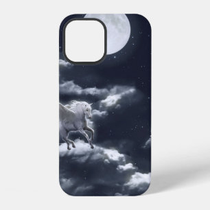 Coque iPhone 12 Cheval à ailes blanches volant dans le ciel avec p