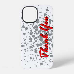 Coque iPhone 12 Chic Grey Explosion Aquarelle Points Texte rouge