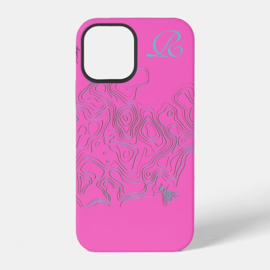 Coque iPhone 12 Chic rose Bee Monogram Coque-coque iphone (Verso)
