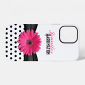Coque iPhone 12 Chic rose Gerbera Daisy Polka Dot (Verso Horizontal)