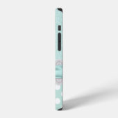 Coque iPhone 12 Chic Vert Menthe Damassé iPhone (Côté gauche)