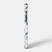 Coque iPhone 12 Chinoiserie Blue Echinacea Pattern (Côté gauche)