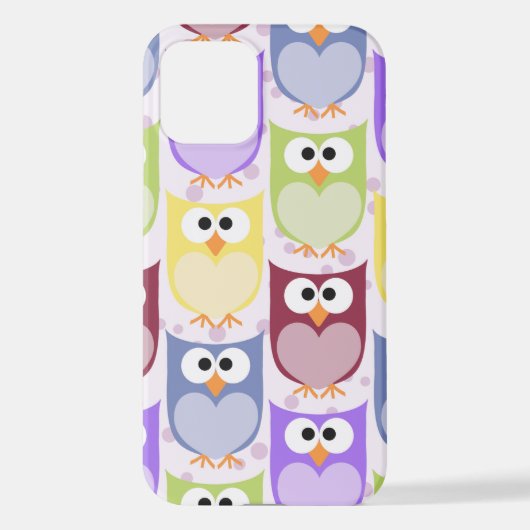 Coque iPhone 12 Chouettes mignonnes, Chouette Motif, Chouettes pou (Verso)