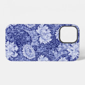 Coque iPhone 12 Chrysanthème Bleu, William Morris (Verso Horizontal)
