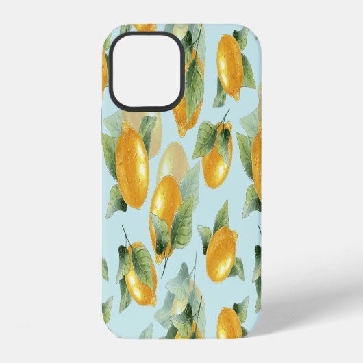 Coque iPhone 12 Citrons Feuilles : Aquarelle Impression transparen (Verso)