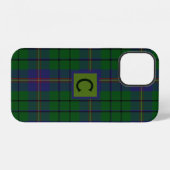 Coque iPhone 12 Clan Carmichael Plaid Monogrammé (Verso Horizontal)