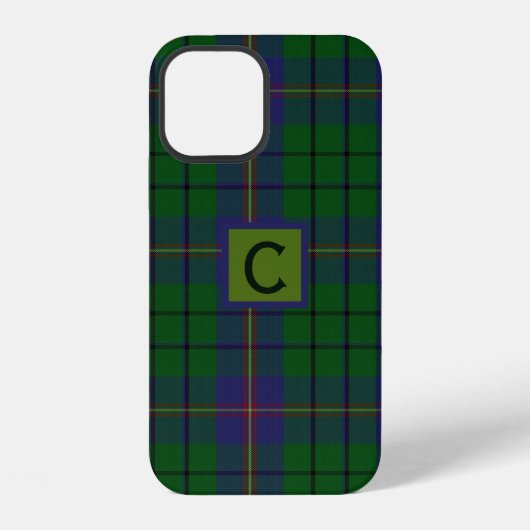 Coque iPhone 12 Clan Carmichael Plaid Monogrammé (Verso)