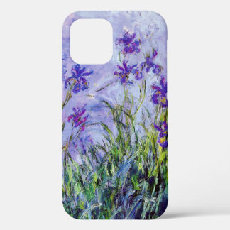 Coque iPhone 12 Claude Monet Lilac Iriss Bleu Floral Vintage