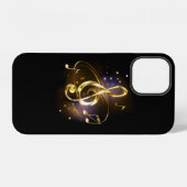 Coque iPhone 12 Clé de Sol Musicale en Or (Verso Horizontal)