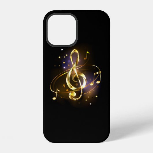 Coque iPhone 12 Clé de Sol Musicale en Or (Verso)